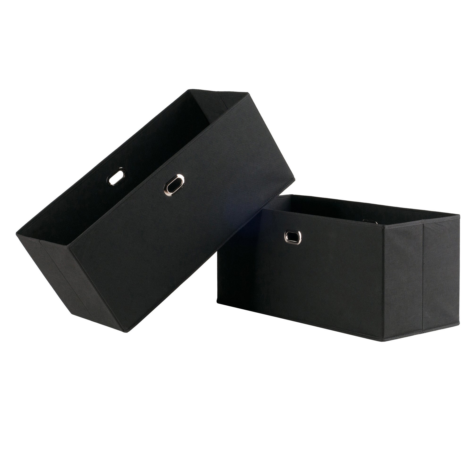 Torino 2-Pc Set Folding Fabric Baskets Black - BagNook