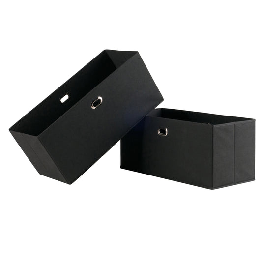 Torino 2-Pc Set Folding Fabric Baskets Black - BagNook