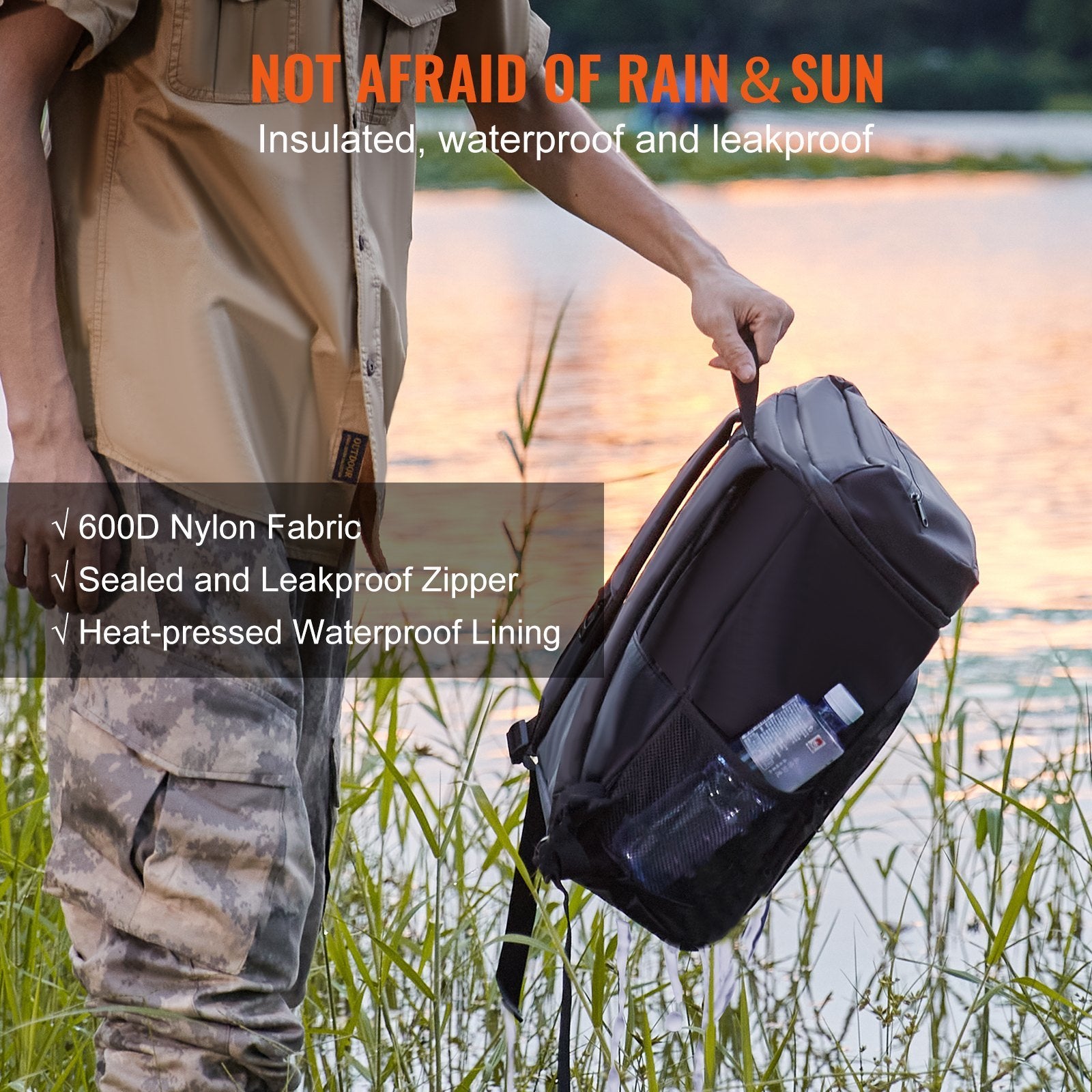 VEVOR Cooler Backpack 28 Cans, Black - BagNook