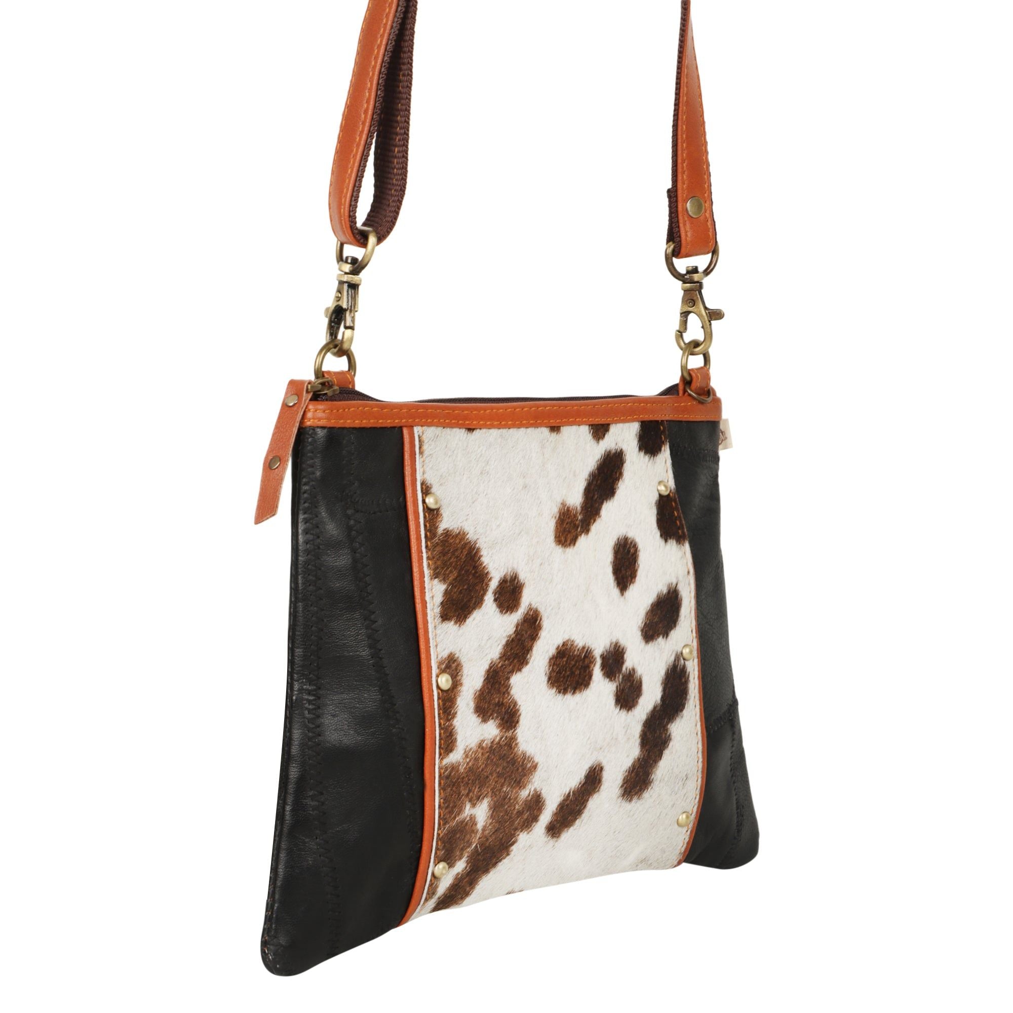 Noa Angled Crossbody Bag - Hairon - Upcycled Leather - BagNook