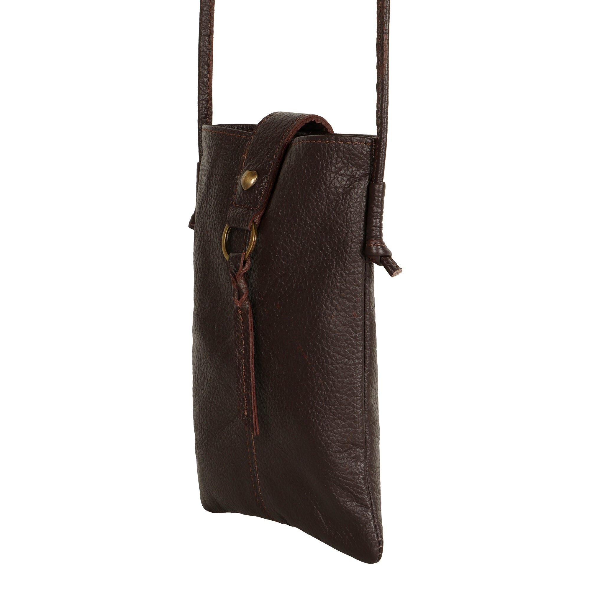 Jennie Small Crossbody bag w/ slim strap - Mahogany Brown - BagNook