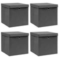 Load image into Gallery viewer, Storage Boxes w/Lids 4pc 12.6"x12.6"x12.6" Fabric - Gray - BagNook
