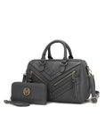 Load image into Gallery viewer, (charcoal)Lara Vegan Leather Satchel with Wallet by Mia k - BagNook
