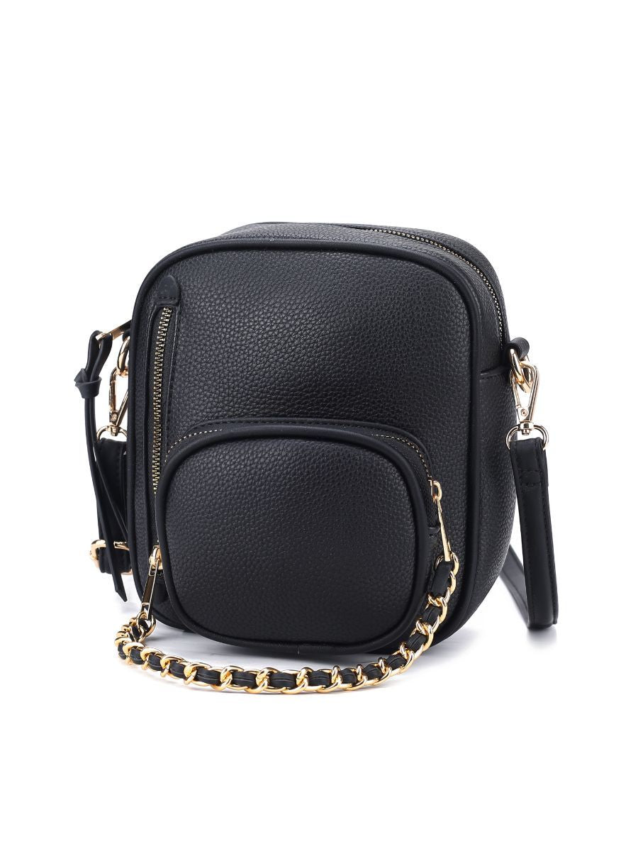 (black)Winona Vegan Leather Crossbody by Mia k - BagNook