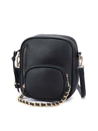 (black)Winona Vegan Leather Crossbody by Mia k - BagNook