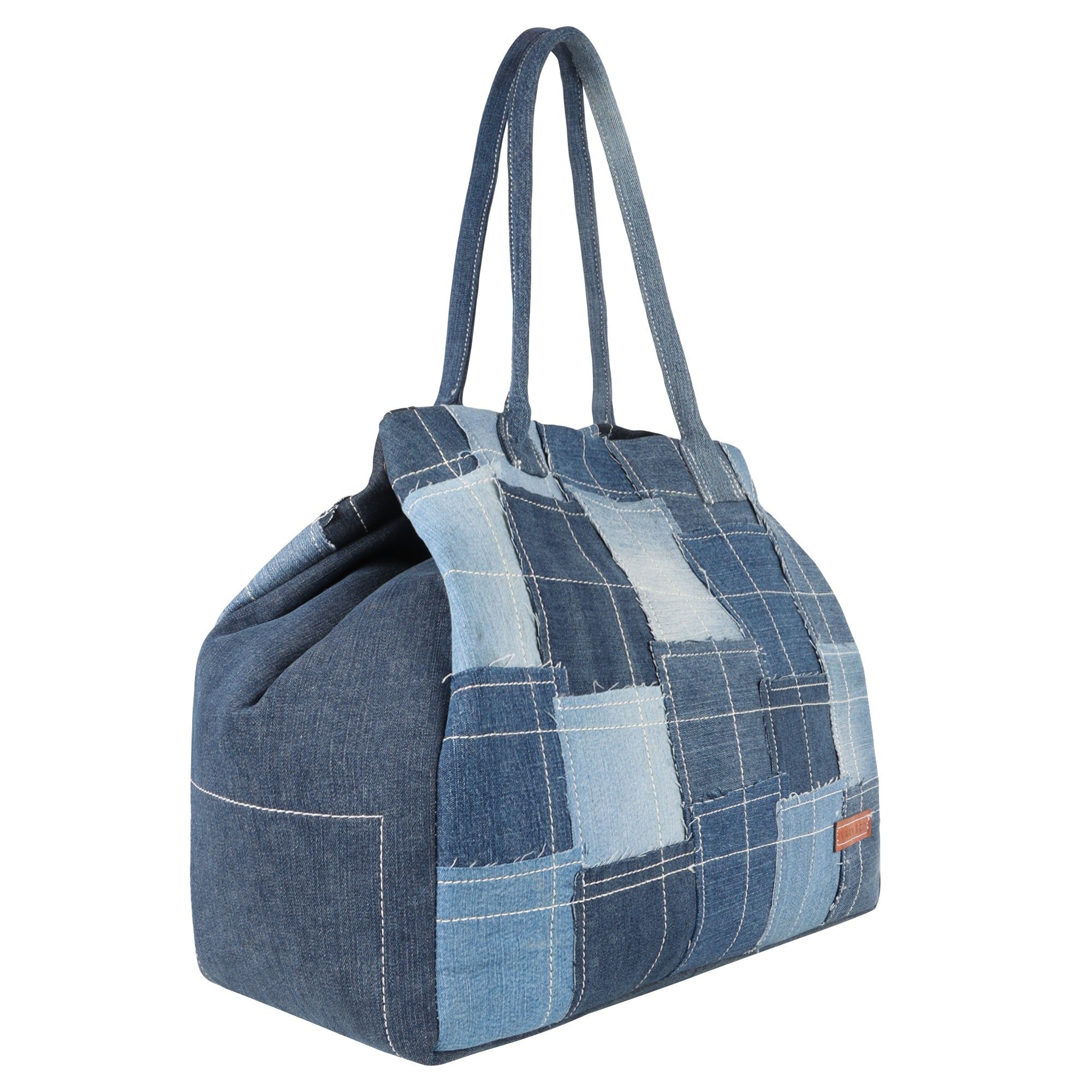 Terri Large Denim Patchwork Purse - Upcycled - BagNook