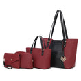 Load image into Gallery viewer, (burgundy)Lippa M Signature Crocodile Embossed Tote Set by Mia K - BagNook
