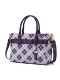 Load image into Gallery viewer, (purple)Coleen Vegan Leather Women Plaid Satchel Bag by Mia k - BagNook
