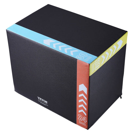 VEVOR 3 in 1 Plyometric Strength Training Jump Box - Foam, 30/24/20", Black - BagNook
