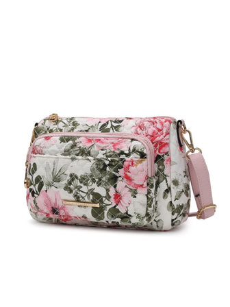 (white)Rosalie Cotton Botanical Pattern Crossbody by Mia k - BagNook