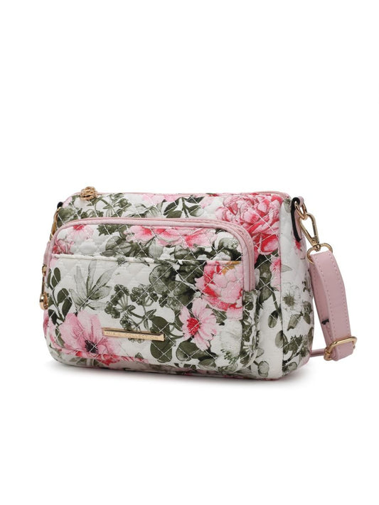 (white)Rosalie Cotton Botanical Pattern Crossbody by Mia k - BagNook