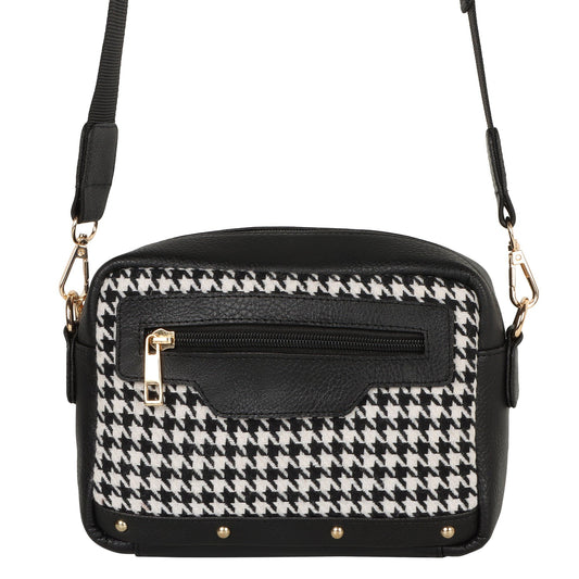 Millie Houndstooth Print Camera Bag - Upcycled - BagNook