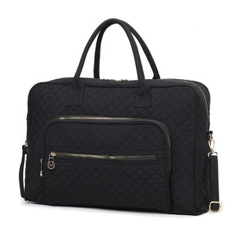 (black)Jayla Solid Quilted Cotton Duffel Bag by Mia K - BagNook