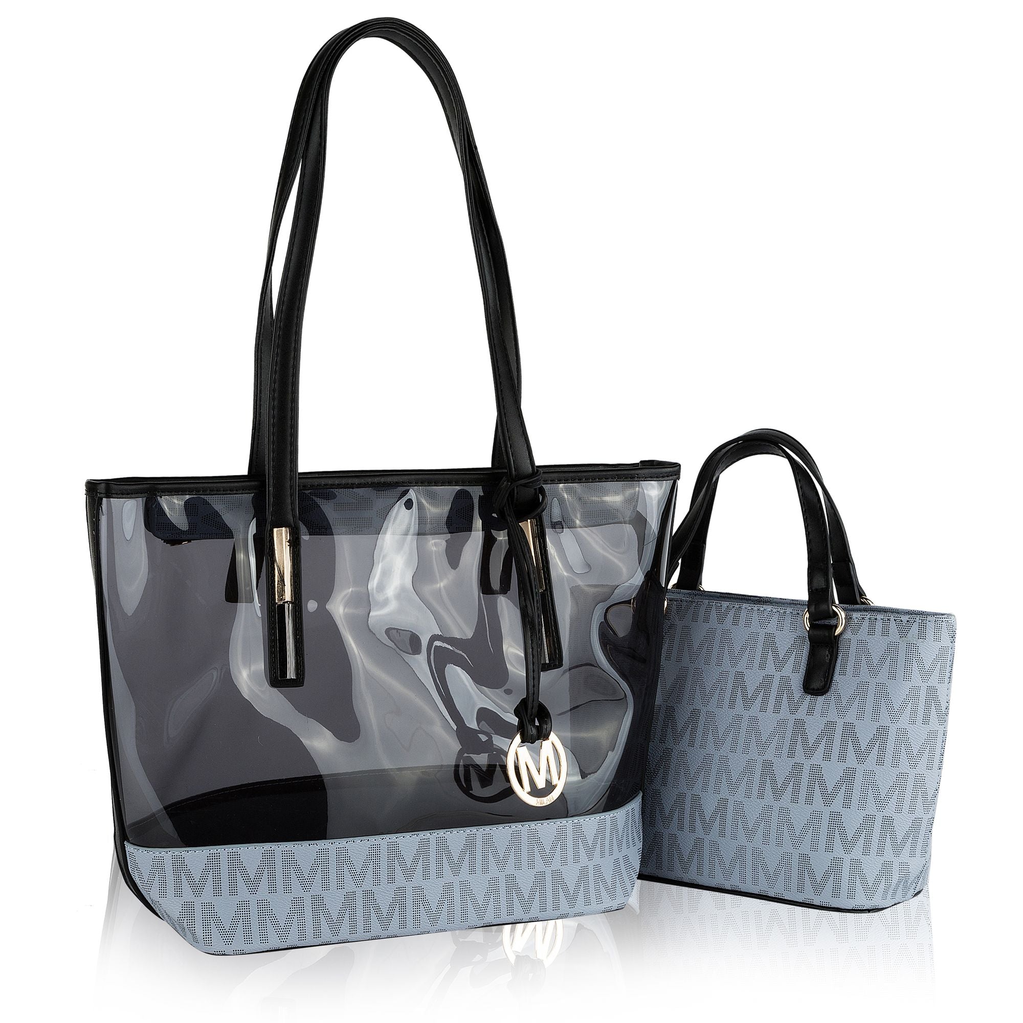 (grey)Tayla 2pc Tote & Mini by Mia K - BagNook