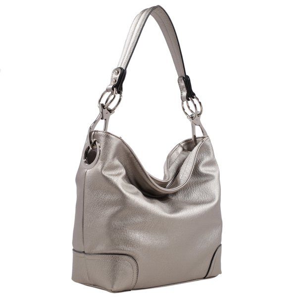 (pewter) Hobo Bag with Silver-Tone Hardware - bagNook.com