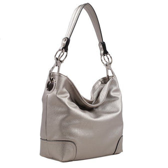 (pewter) Hobo Bag with Silver-Tone Hardware - bagNook.com