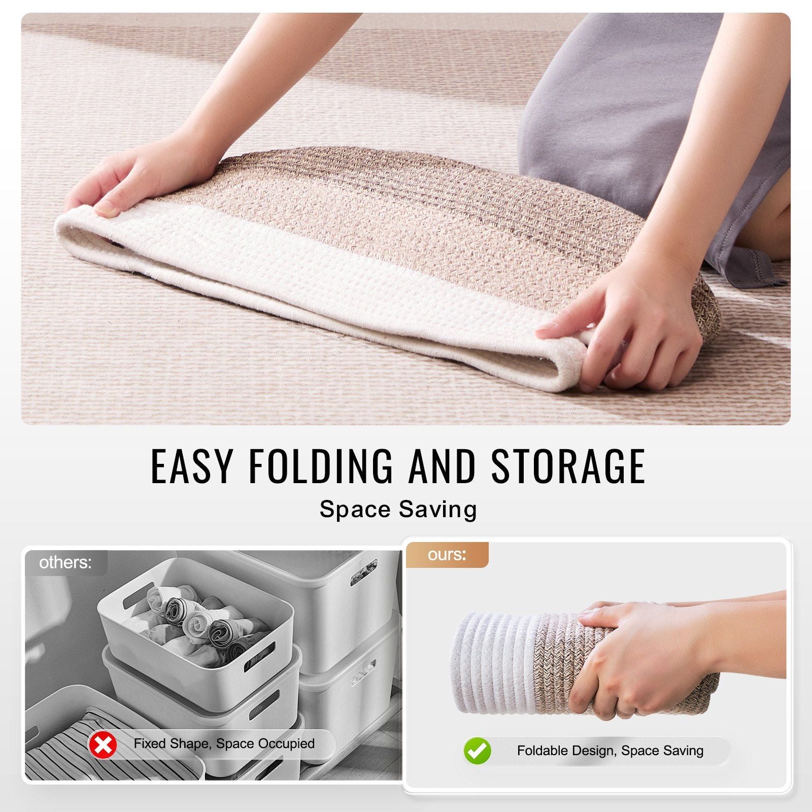 VEVOR Cotton Rope Storage Basket 3 Pack (15 x 10 x 9 in) 5.8 gallon - BagNook