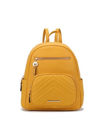 (yellow)Romana Vegan Leather Backpack by Mia k - BagNook