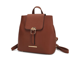 (brown)Ingrid Vegan Leather Convertible Daypack by Mia k - BagNook