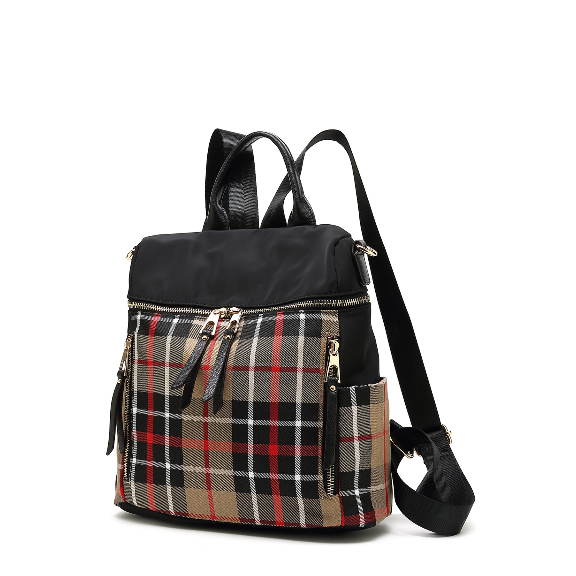 (brown)Nishi Plaid Backpack Women by Mia K - BagNook