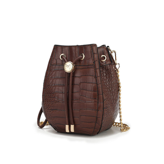 (coffee)Cassidy Crocodile Embossed Women's Shoulder Bag by Mia k - BagNook