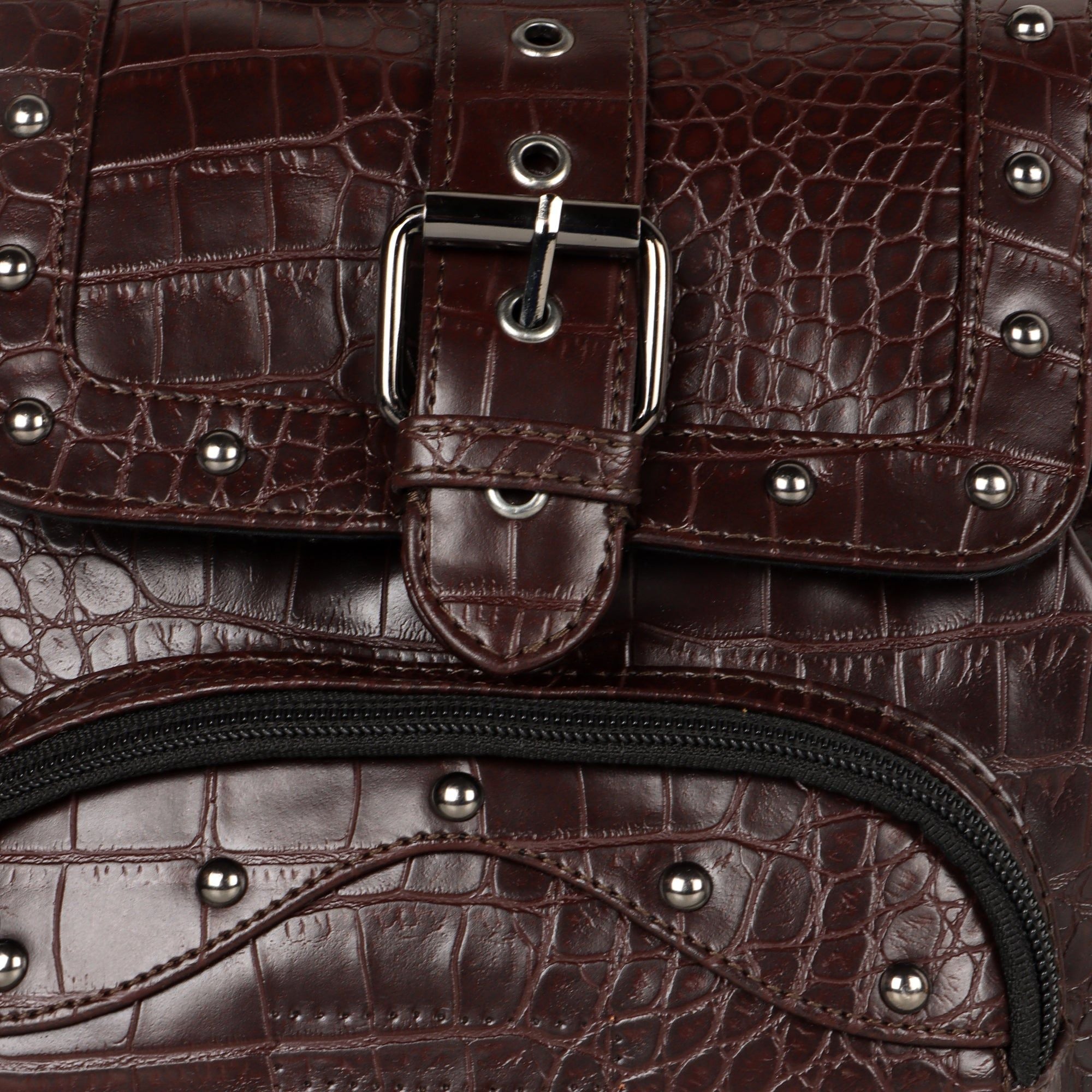 Katy Croc Print Mini Backpack - Upcycled Leather - BagNook