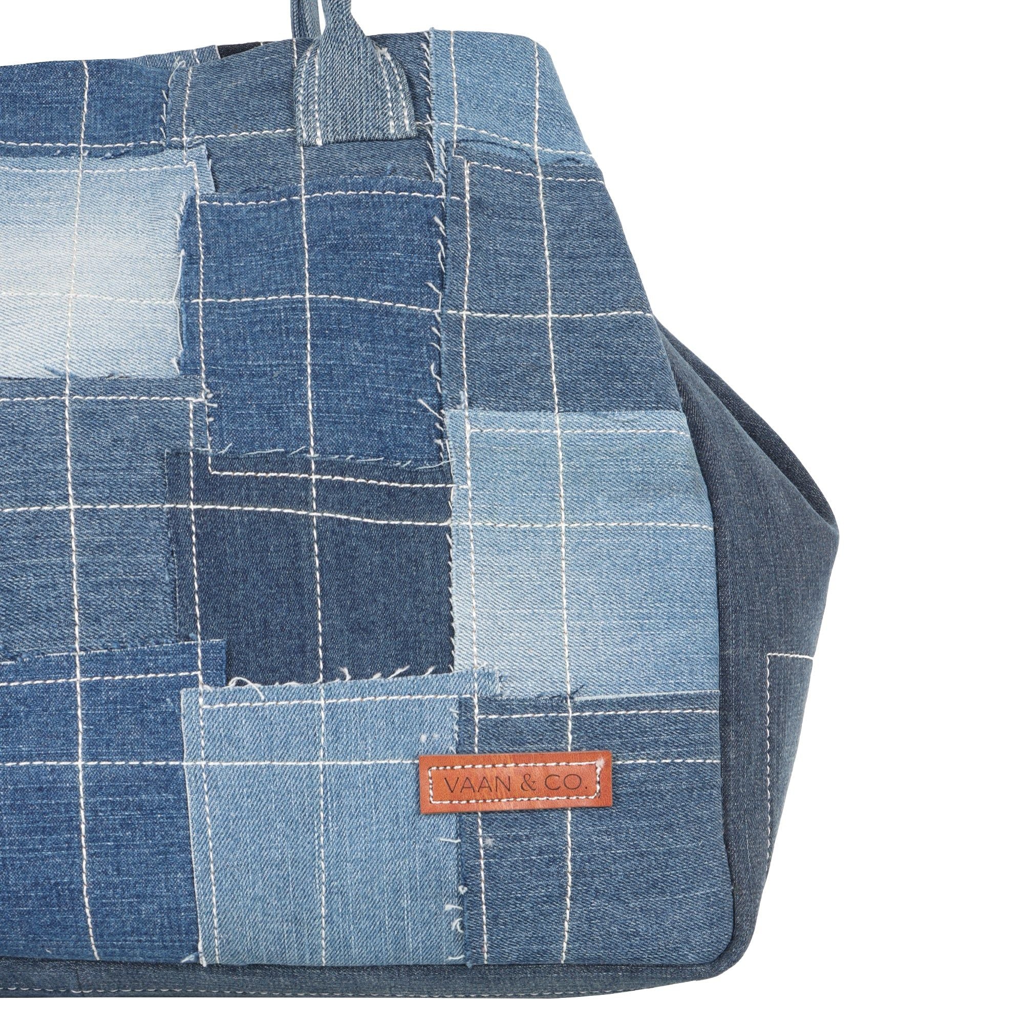 Terri Large Denim Patchwork Purse - Upcycled - BagNook