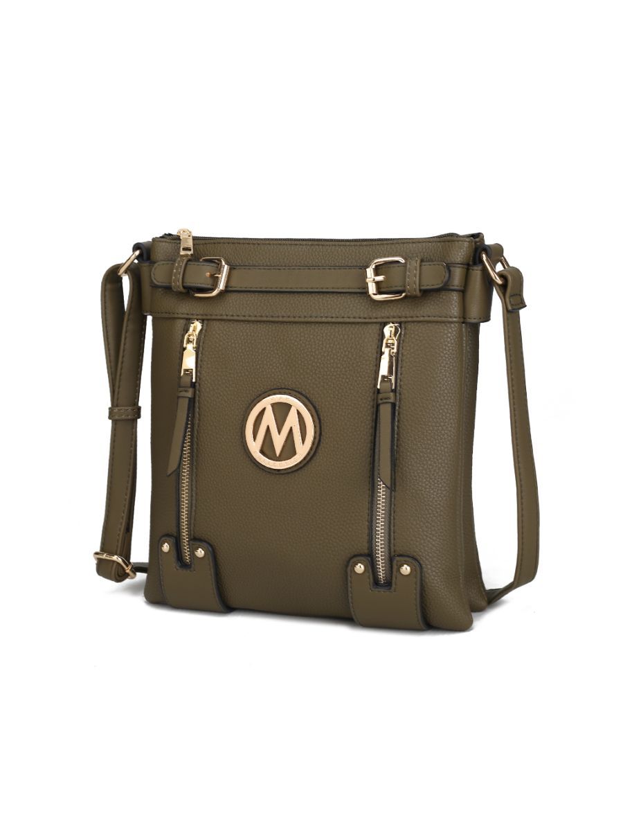 (olive)Lilian Vegan Leather Crossbody by Mia k - BagNook