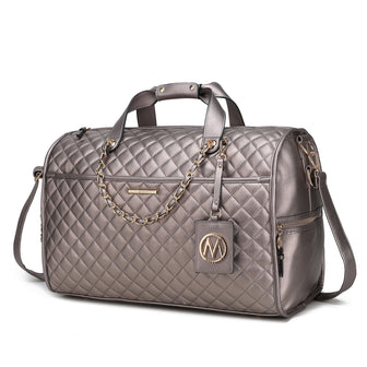 (pewter)Lexie Vegan Leather Women Duffle by Mia K - BagNook