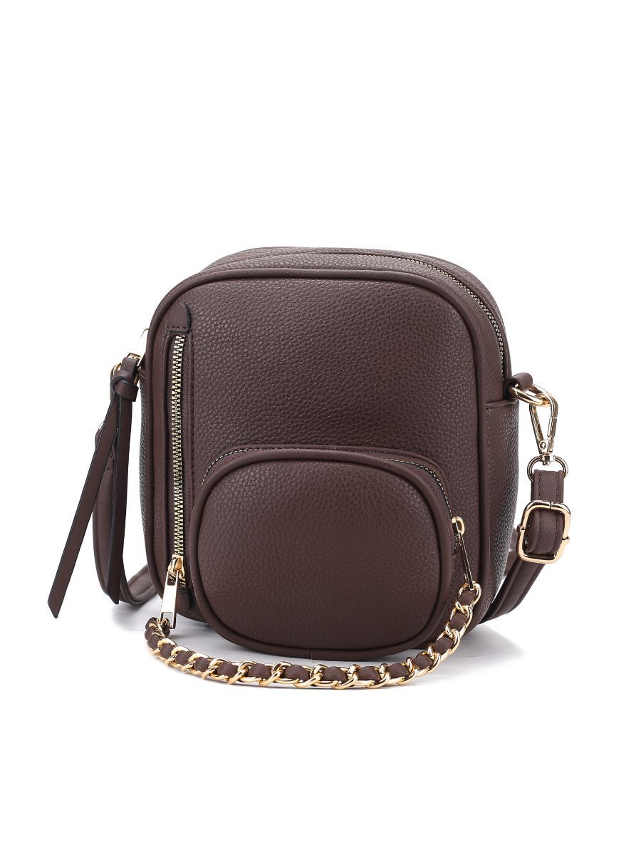(coffee)Winona Vegan Leather Crossbody by Mia k - BagNook