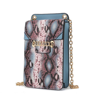 (denim)Yael Snake embossed Vegan Leather Phone Crossbody Mia K - BagNook