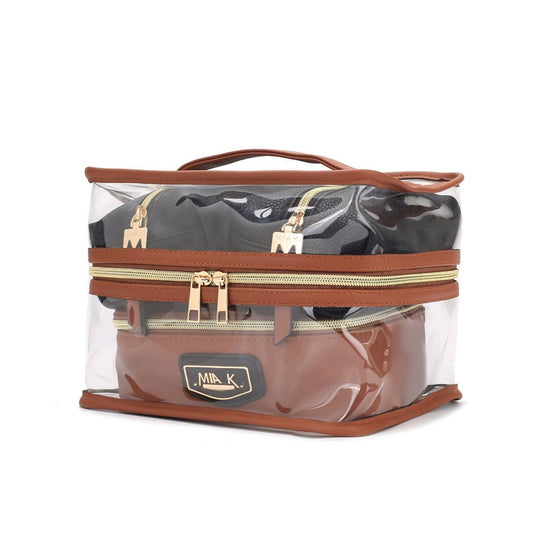 (black-cognac)Emma Cosmetic 4pc Set by MiaK - BagNook