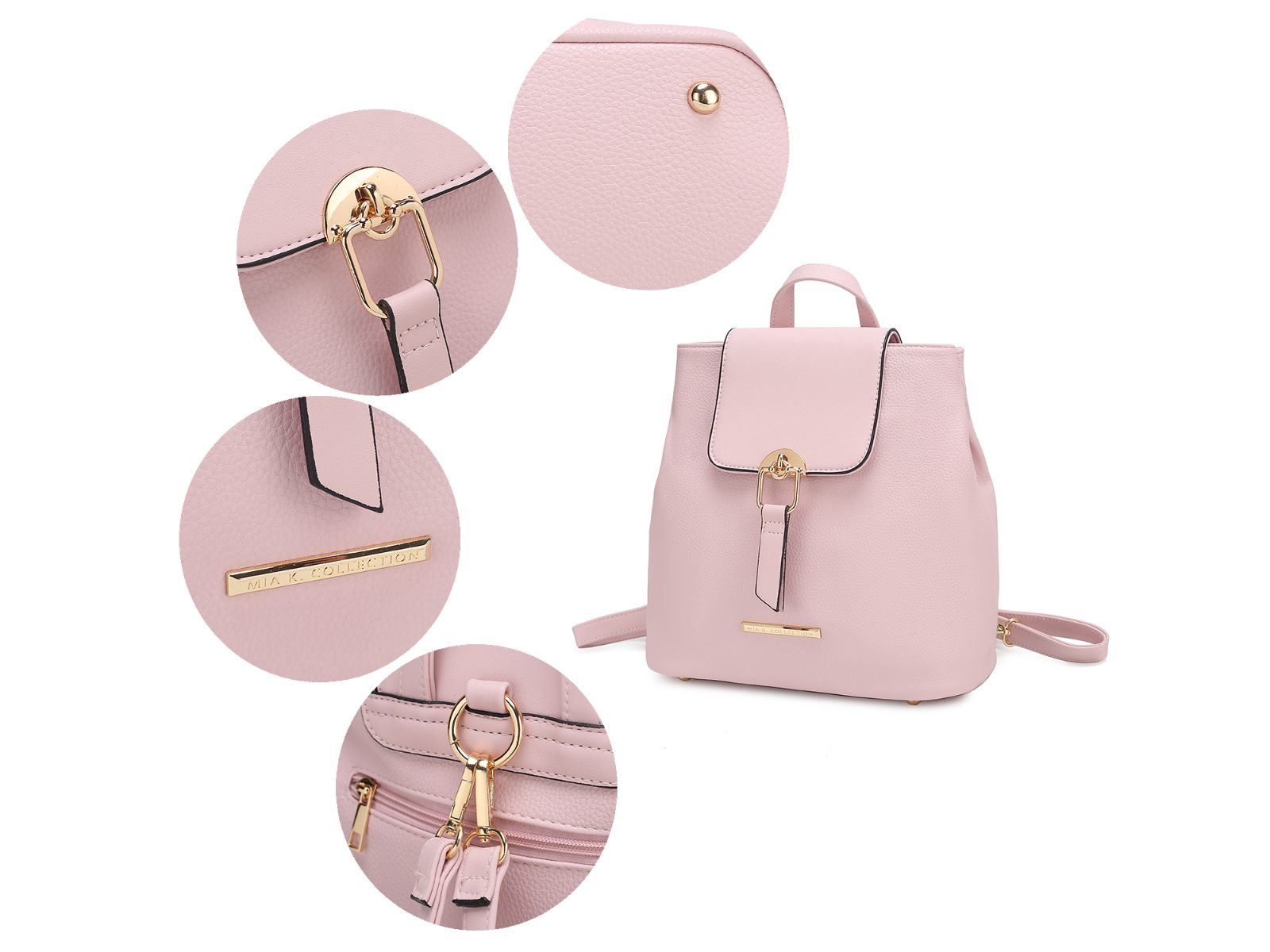 (pink)Ingrid Vegan Leather Convertible Daypack by Mia k - BagNook