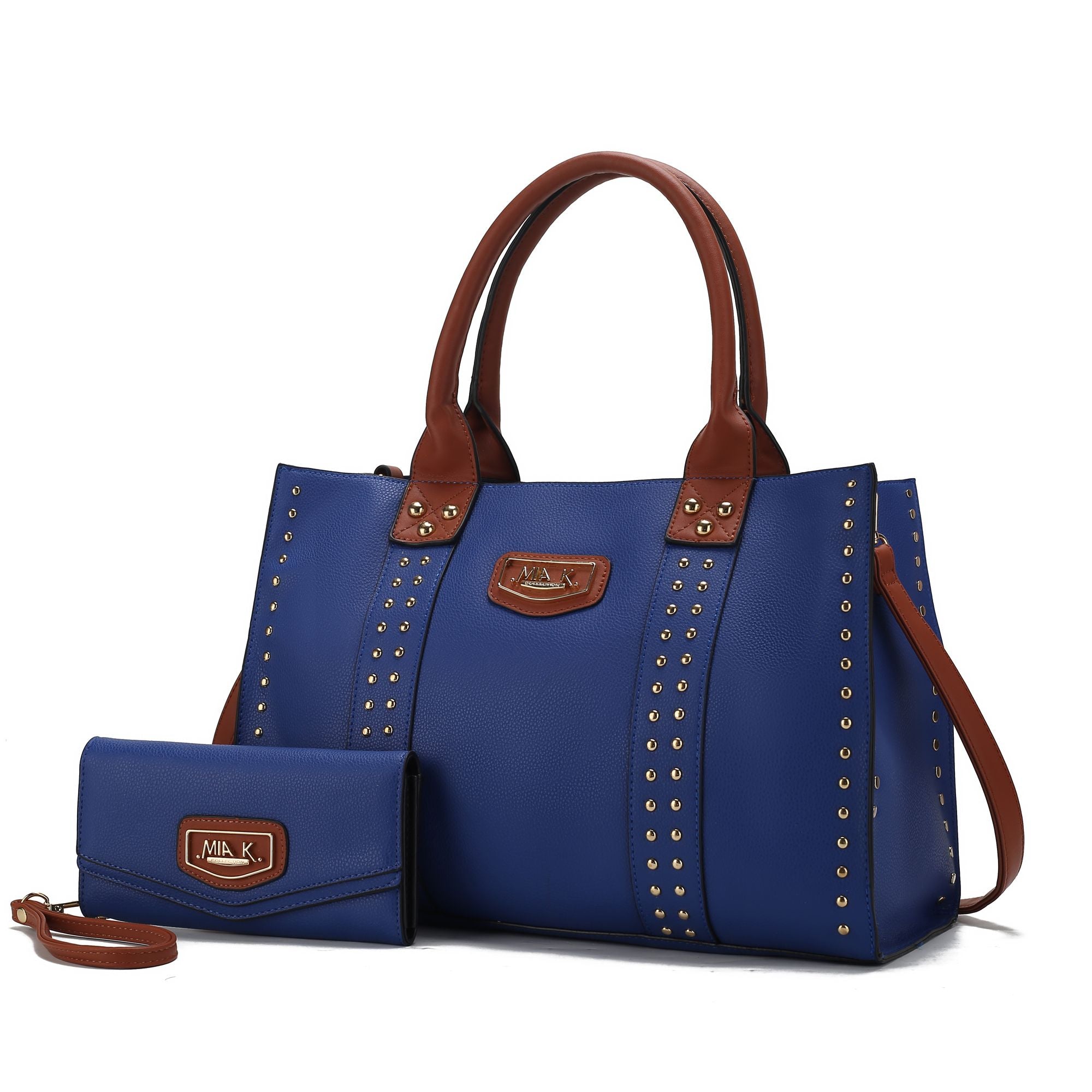 (royal blue)Davina Tote Set w/wallet her Crossover Womens Purse by Mia K - BagNook