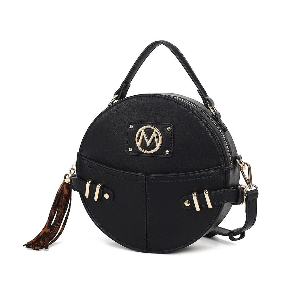 (black)Gayle Crossbody Round Handbag Purse by Mia k. - BagNook