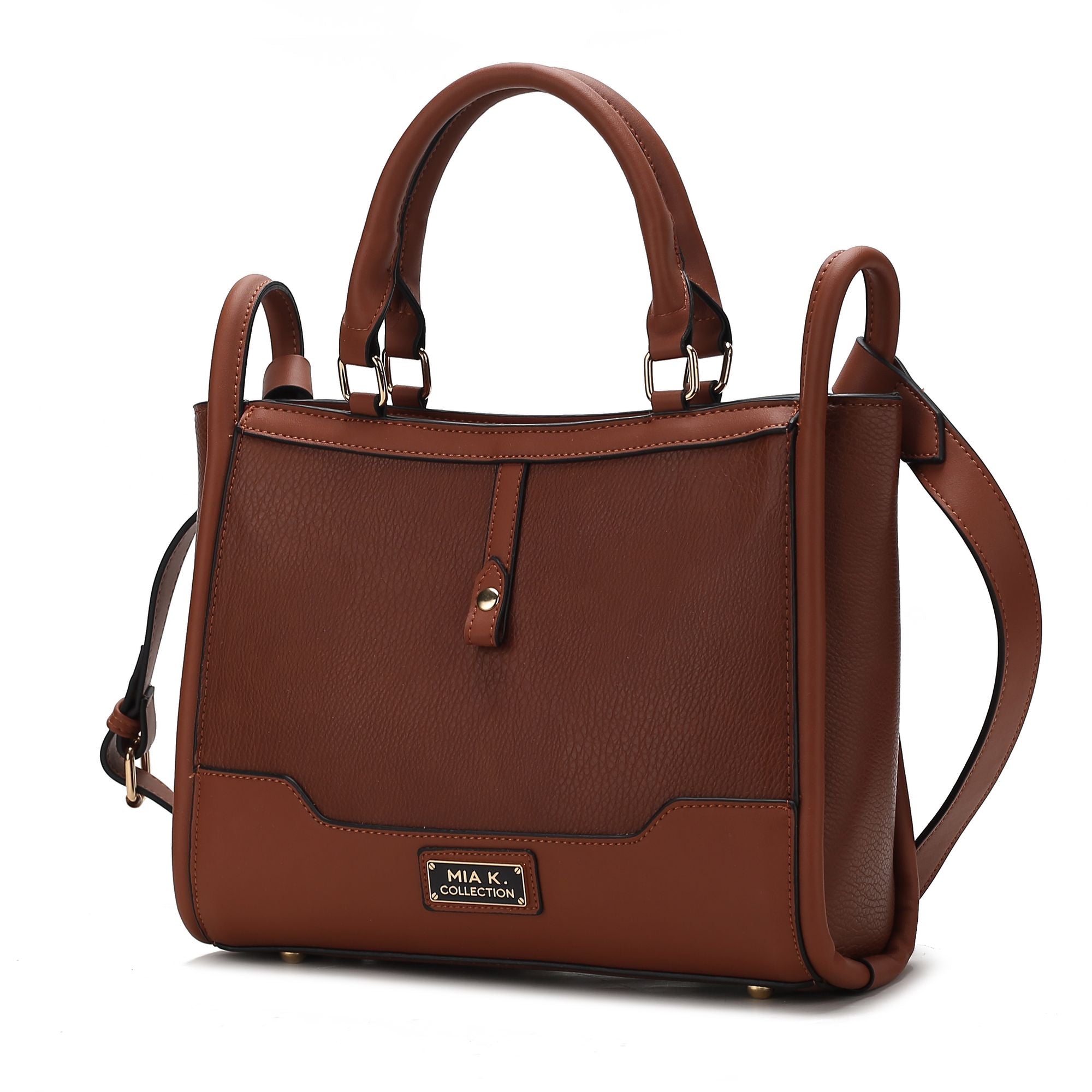 (brown)Melody V-Leather Tote by Mia K - BagNook