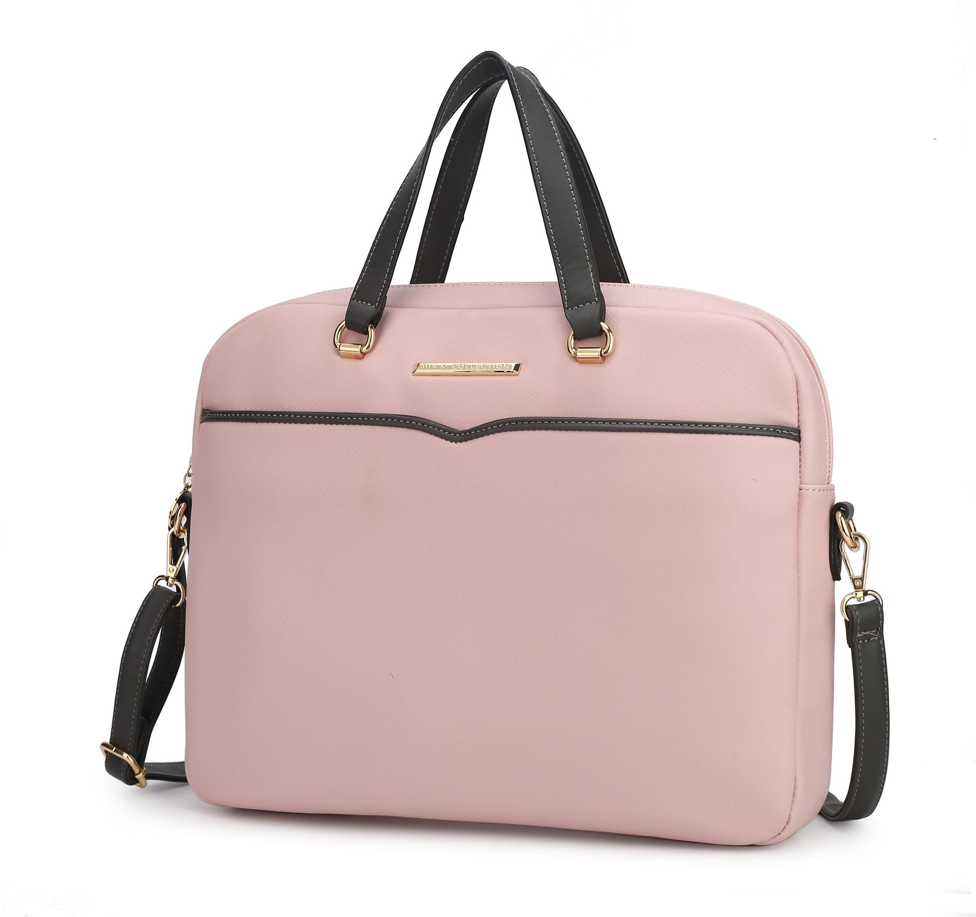 (blush)Rose Vegan Leather Laptop Briefcase by Mia K - BagNook