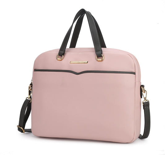 (blush)Rose Vegan Leather Laptop Briefcase by Mia K - BagNook