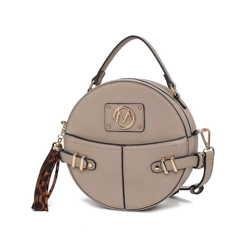 (taupe)Gayle Crossbody Round Handbag Purse by Mia k. - BagNook