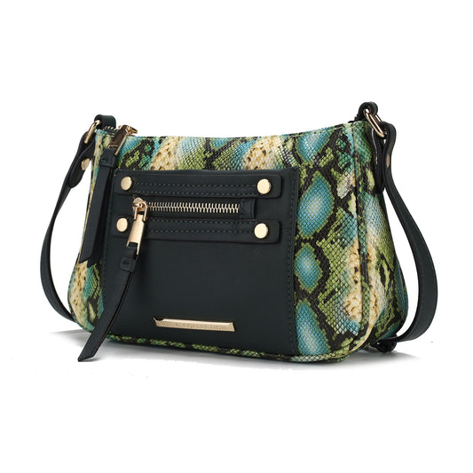 (dark green)Essie Snake embossed Crossbody by Mia K - BagNook
