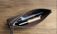 Load image into Gallery viewer, (dark brown)The Pallavi | Handmade Leather Pencil / Makeup Bag - BagNook
