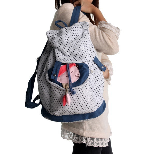 Lovely Doll 100% Cotton Fabric Art School Backpack - BagNook