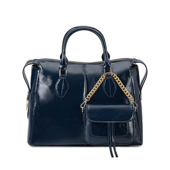 (navy blue)Yareli Tote w/Mini Crossbody Bag Set by Mia K - BagNook