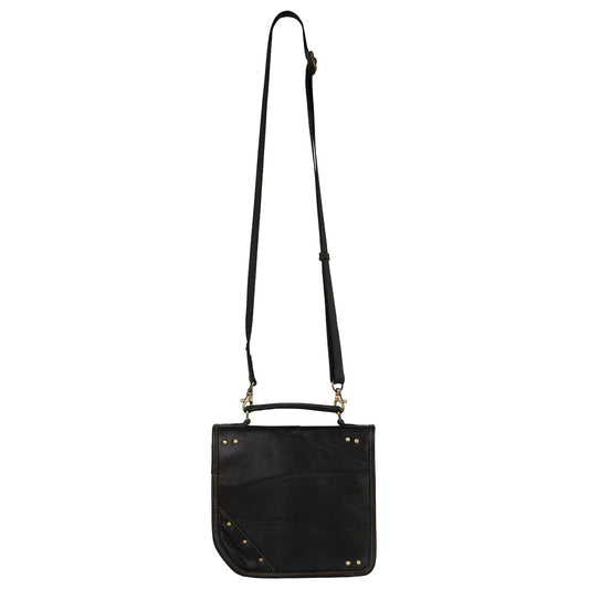 Casey Crossbody - Upcycled Leather + Vegan Leather - Black - BagNook