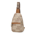 Load image into Gallery viewer, (beige)Helaena M Logo Printed Vegan Leather Sling Bag by Mia K - BagNook
