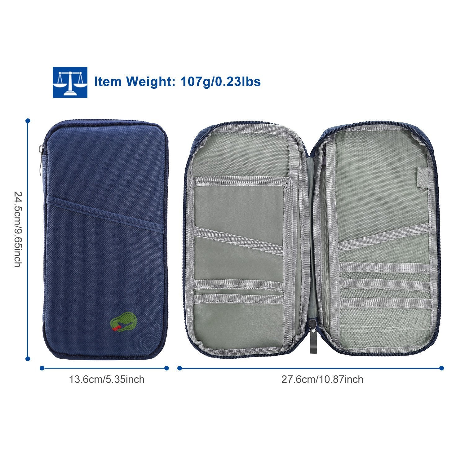 (royal blue)Travel Passport Wallet 12Cells - BagNook