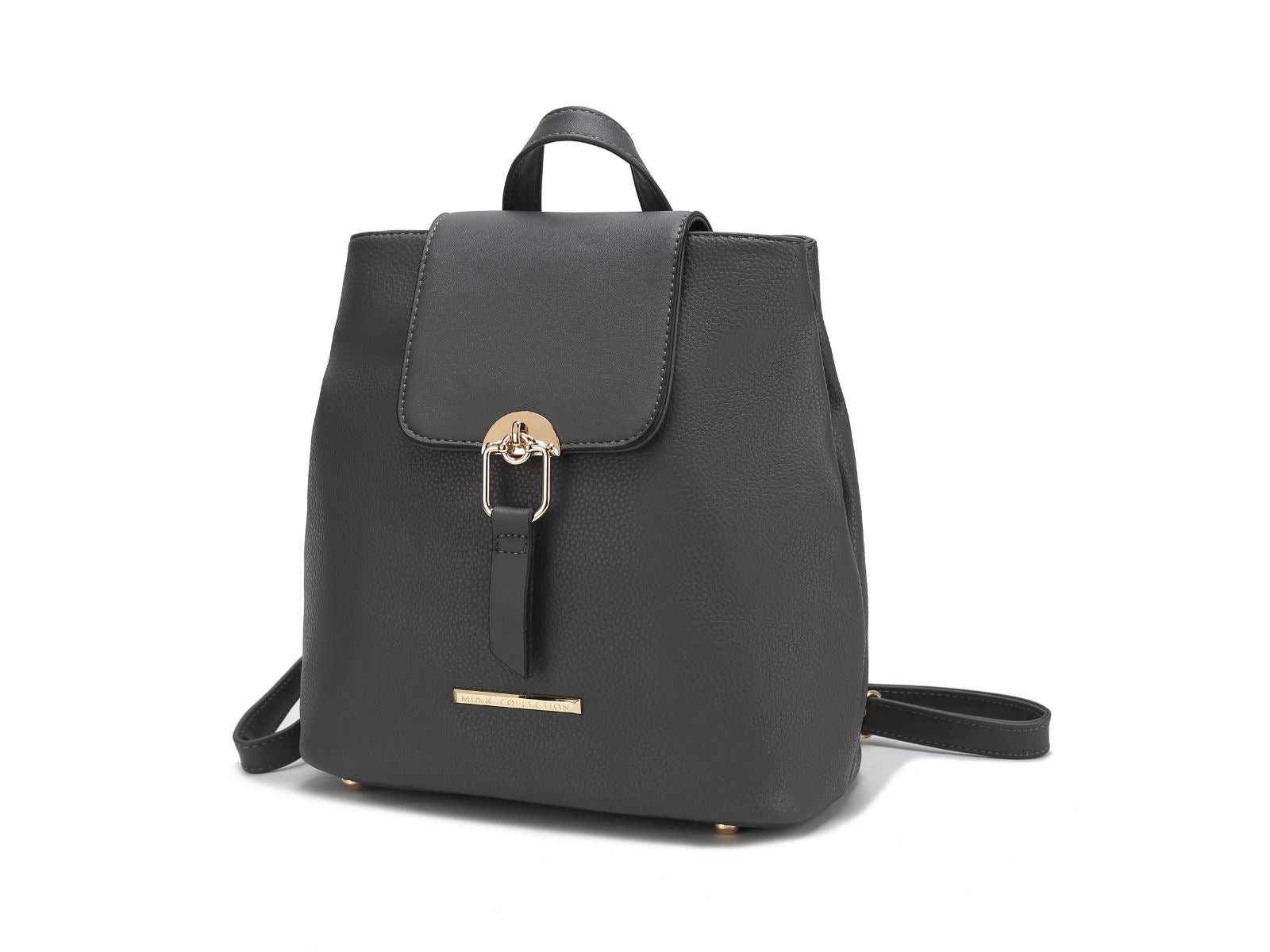 (charcoal)Ingrid Vegan Leather Convertible Daypack by Mia k - BagNook