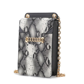 (charcoal)Yael Snake embossed Vegan Leather Phone Crossbody Mia K - BagNook