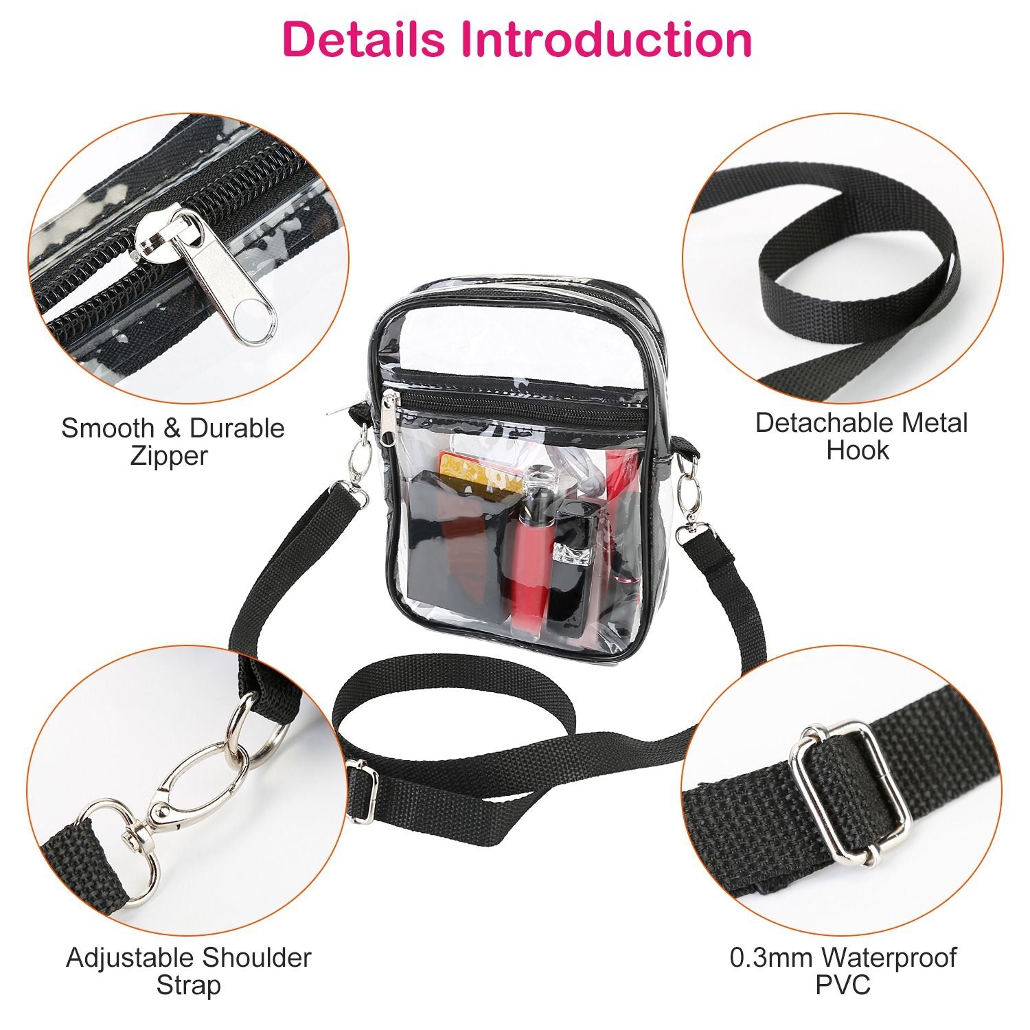 Clear Stadium Approved Crossbody w/Adjustable Strap - BagNook