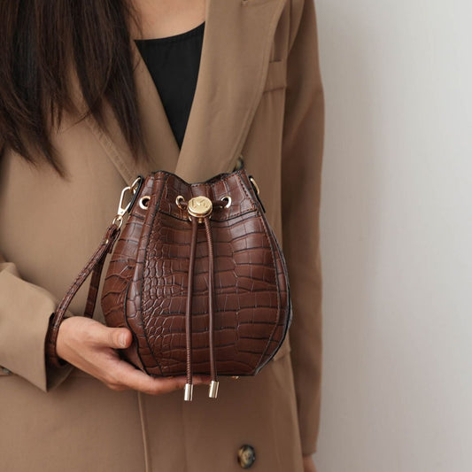 (coffee)Cassidy Crocodile Embossed Women's Shoulder Bag by Mia k - BagNook